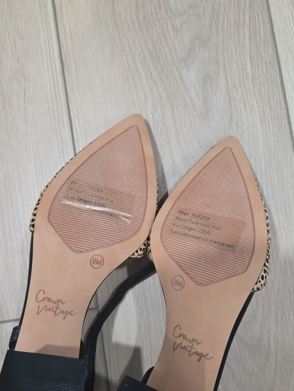 Pointed Toe D'Orsay Block Heel Shoes in Black and Leopard